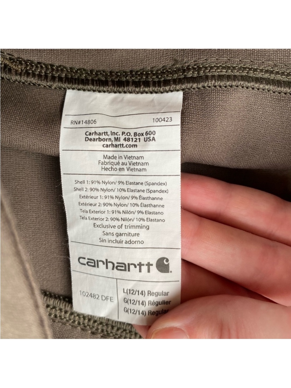 Carhartt Force Utility Knit Legging Dark Coffee L 12 14 - Picture 11 of 12